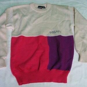 Vintage Head Sportswear Color Block Wool Sweater